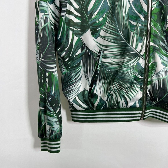 Guess Los Angeles Bomber Jacket Green Leaf Print, Sz S - Picture 6 of 11